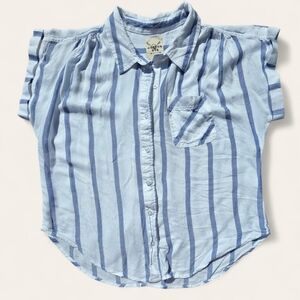 Cotton &‎ Rye Striped Short Sleeve Button Front Blouse Top Women’s Medium